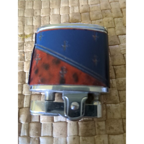 VINTAGE RONSON PRINCESS Red/ Blue Enamel Fleur De Lis LIGHTER Unused - Picture 4 of 8